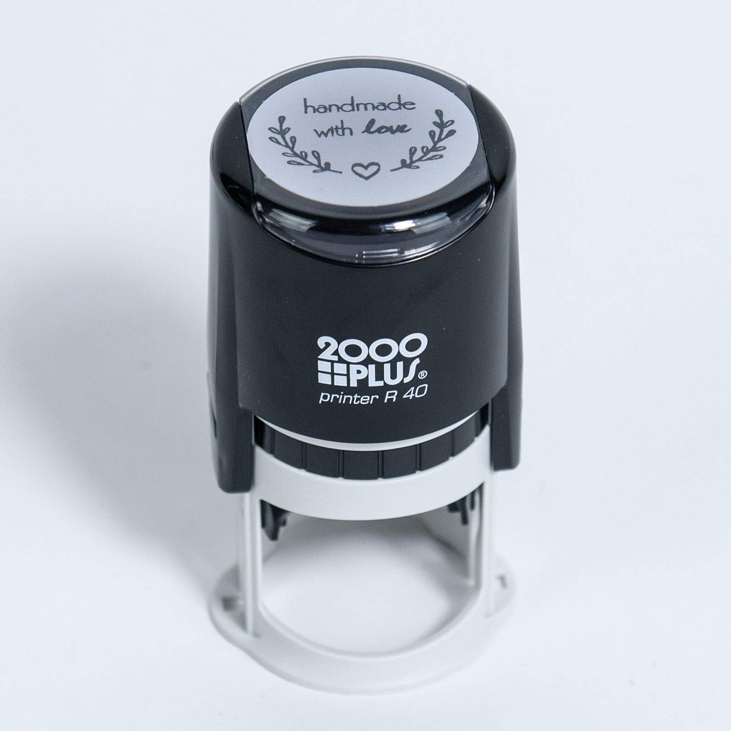 Self-Inking Round Stamp with Heart and Olive Branch