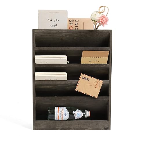 Rustic Wooden 5-Slot Desk and Wall Organizer