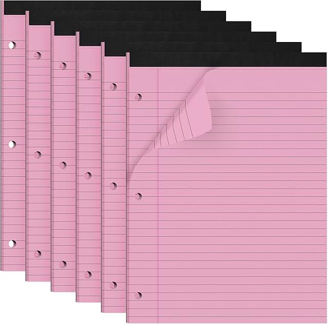 Pink Wide Ruled Legal Notepads, 30 Sheets, 6 Pack