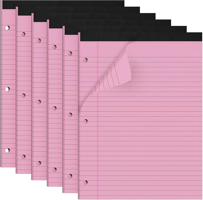 Pink Wide Ruled Legal Notepads, 30 Sheets, 6 Pack