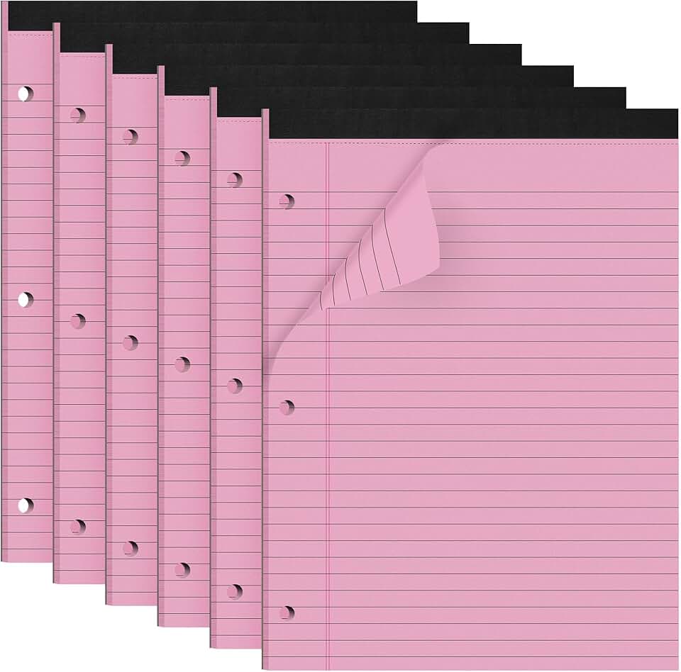 Pink Wide Ruled Legal Notepads, 30 Sheets, 6 Pack