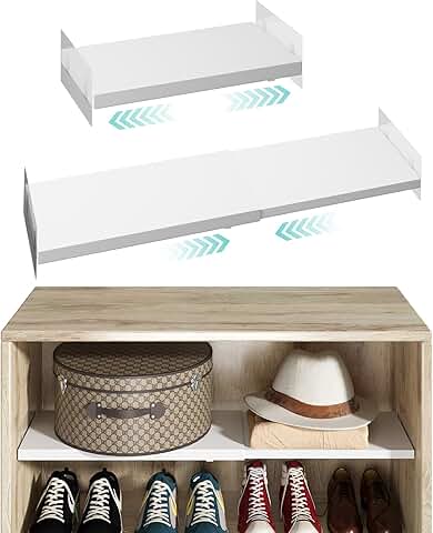 Two Expandable Metal Tension Shelves for Closet and Kitchen