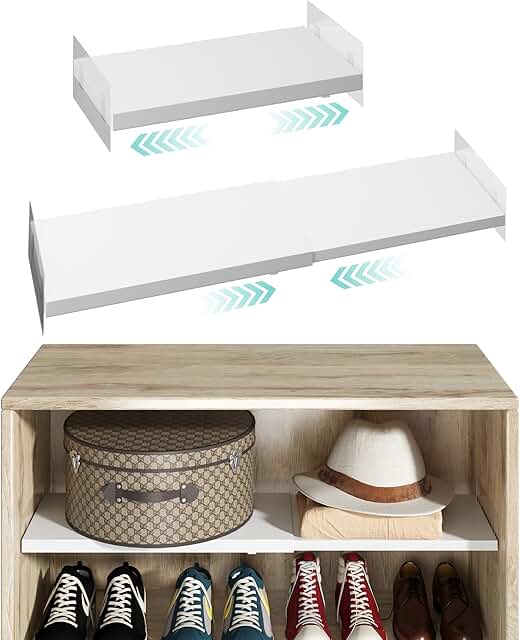 Two Expandable Metal Tension Shelves for Closet and Kitchen