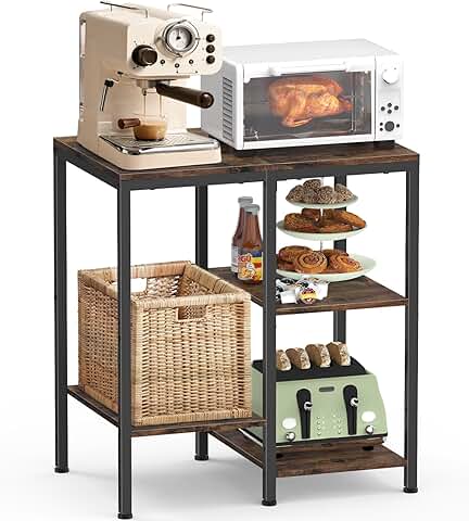 4-Tier Adjustable Kitchen Storage Rack in Rustic Brown