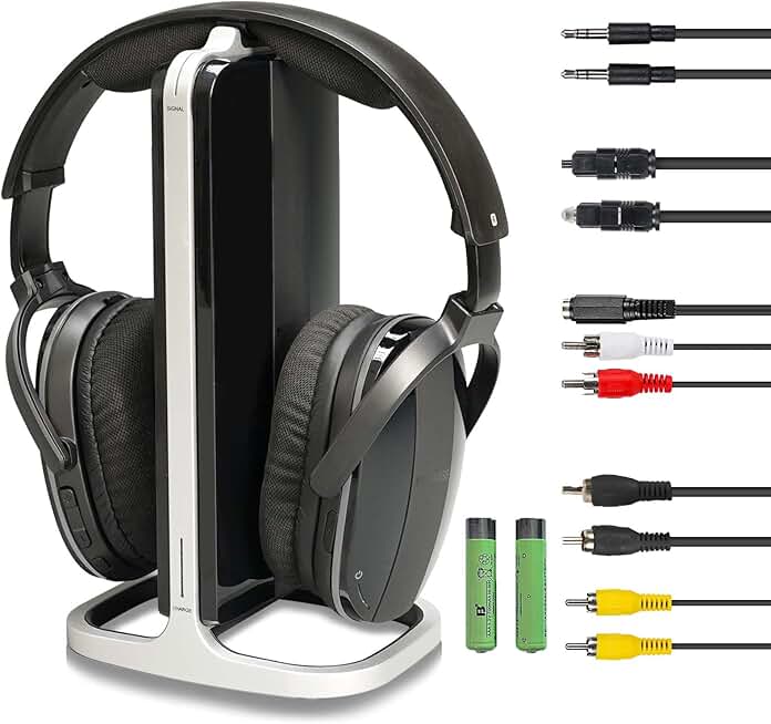 Wireless TV Headphones for Seniors with Charging Dock