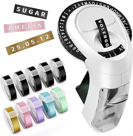 Manual Embossing Label Maker with 10 Color Tapes