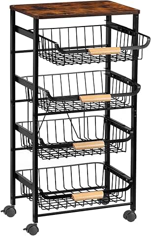 5-Tier Metal Rolling Kitchen Storage Cart