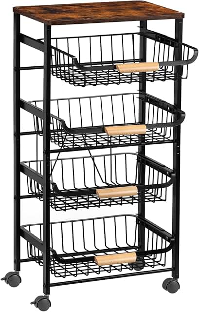 5-Tier Metal Rolling Kitchen Storage Cart