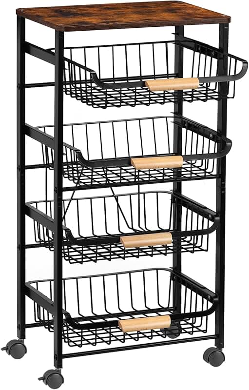 5-Tier Metal Rolling Kitchen Storage Cart