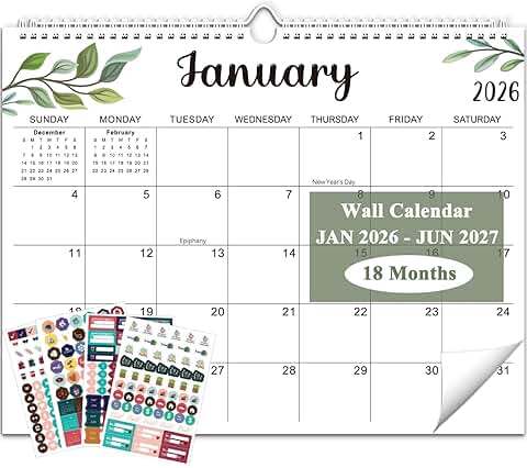 2026-2027 Wall Calendar with Large Blocks