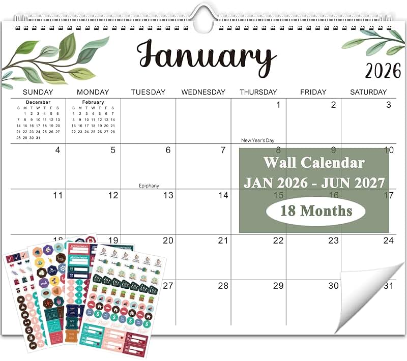 2026-2027 Wall Calendar with Large Blocks
