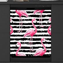 Black and White Flamingo Dishwasher Magnet Cover