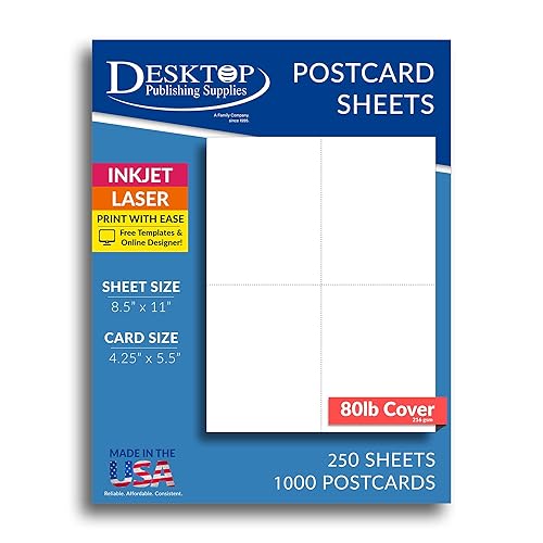White heavyweight blank postcard paper, 250 sheets