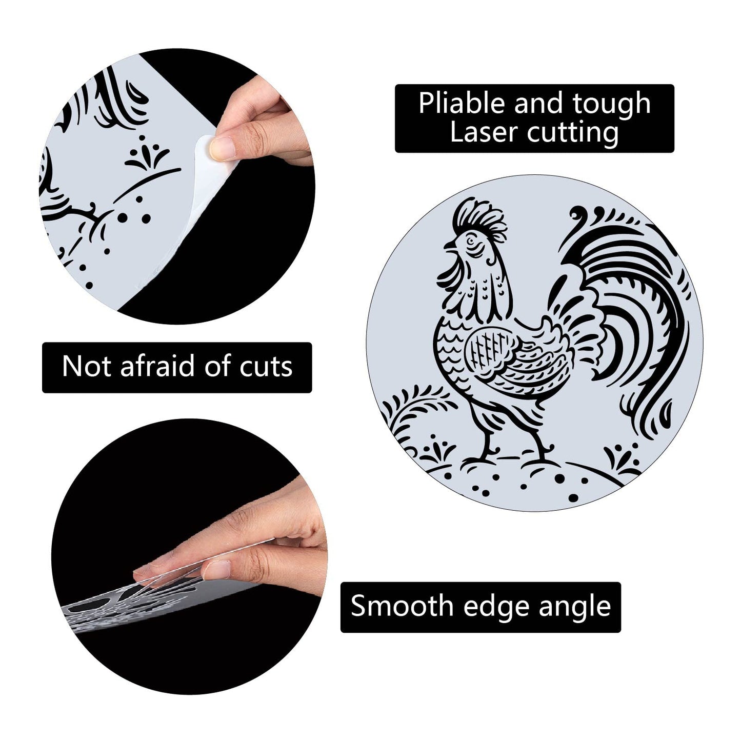 9.9" x 9.9" Farm Animal Rooster Bird Template
