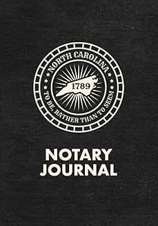 North Carolina Notary Log Book for Public Notarizations