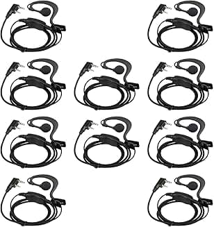 10-Pack Two Way Radio Earpiece with Mic and Earhook