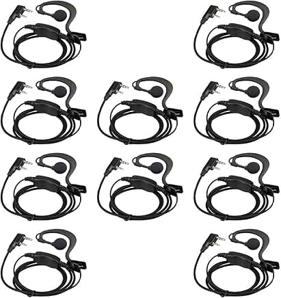 10-Pack Two Way Radio Earpiece with Mic and Earhook