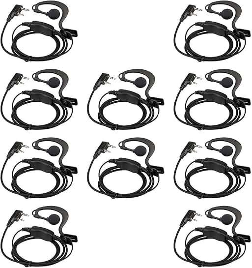 10-Pack Two Way Radio Earpiece with Mic and Earhook