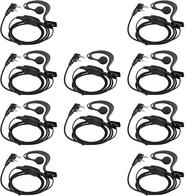 10-Pack Two Way Radio Earpiece with Mic and Earhook