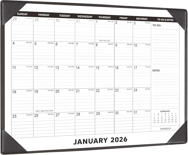 Large 2026 Desk Calendar with Desktop Mat