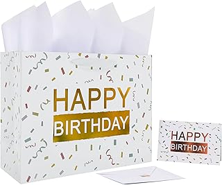 Large White Gift Bag Set with Card and Tissue