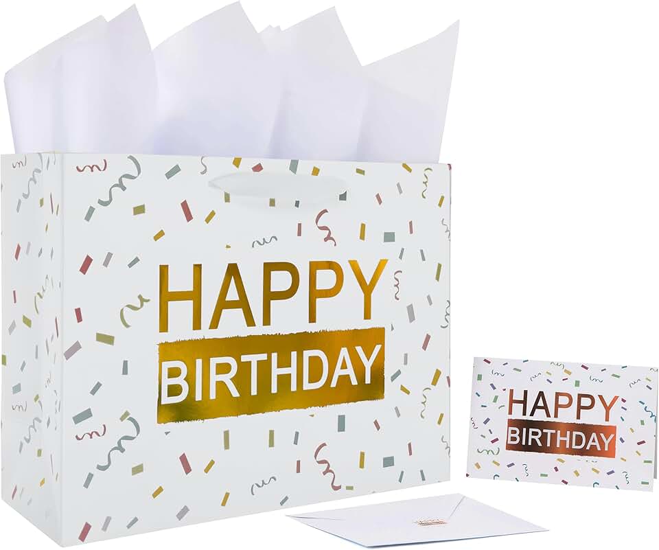Large White Gift Bag Set with Card and Tissue