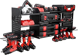 3-Layer Power Tool Organizer with Drill Holders and Power Strip