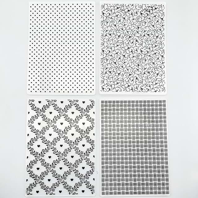 Set of 4 3D Embossing Folders for Card Making and Crafts