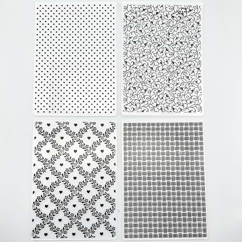 Set of 4 3D Embossing Folders for Card Making and Crafts