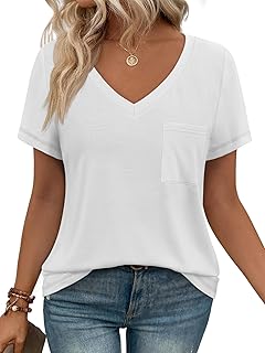 Women's Short Sleeve V-Neck T-Shirt with Pockets