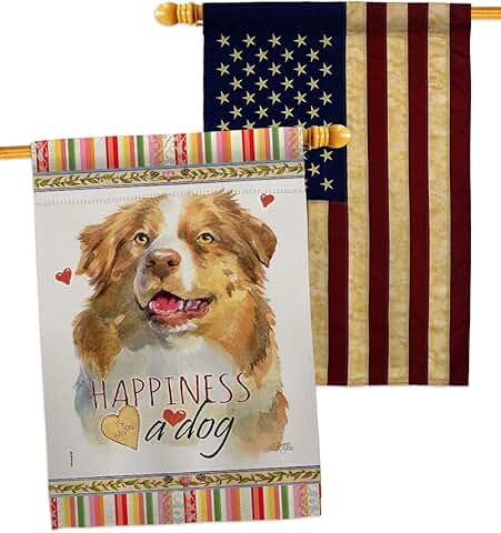 Yellow Australian Shepherd House Flag with Dog Design