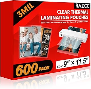 600 Clear Laminating Sheets, 9 x 11.5 Inches