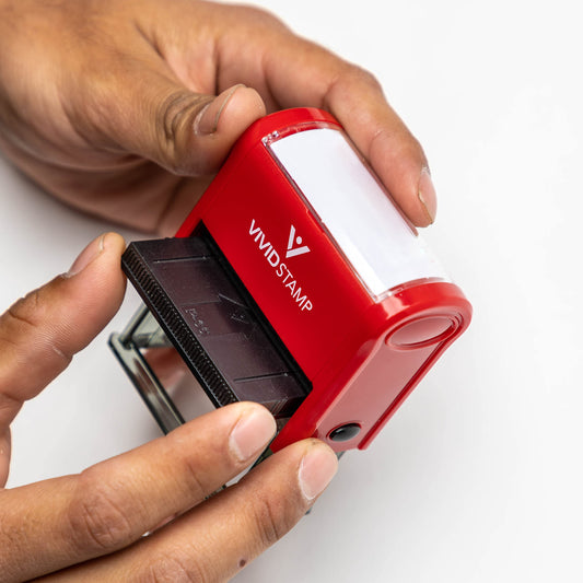Medium Self-Inking Rubber Stamp with Red Ink