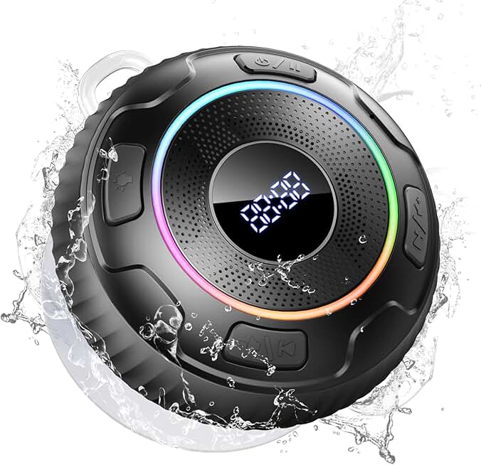 Waterproof Bluetooth Shower Speaker with Light and Suction
