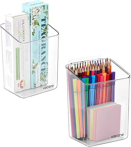 2 Pack Clear Plastic Over Cabinet Door Storage Bins