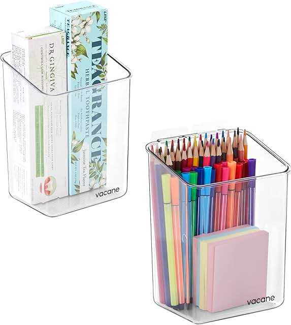 2 Pack Clear Plastic Over Cabinet Door Storage Bins
