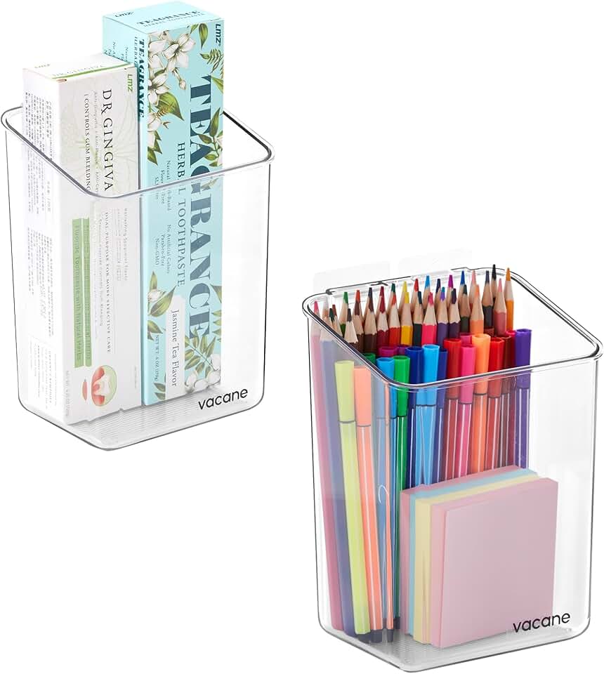 2 Pack Clear Plastic Over Cabinet Door Storage Bins