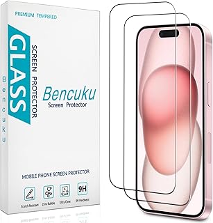 Two 6.1-inch tempered glass screen protectors for iPhone 15