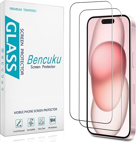 Two 6.1-inch tempered glass screen protectors for iPhone 15