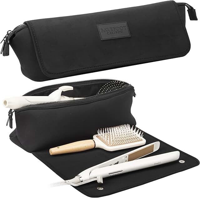 Travel Hair Tool Bag with Heat-Resistant Mat and Pockets