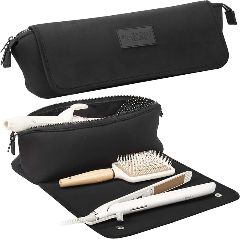 Travel Hair Tool Bag with Heat-Resistant Mat and Pockets