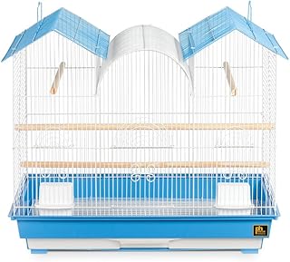 Triple Roof Cockatiel Cage in Blue and White
