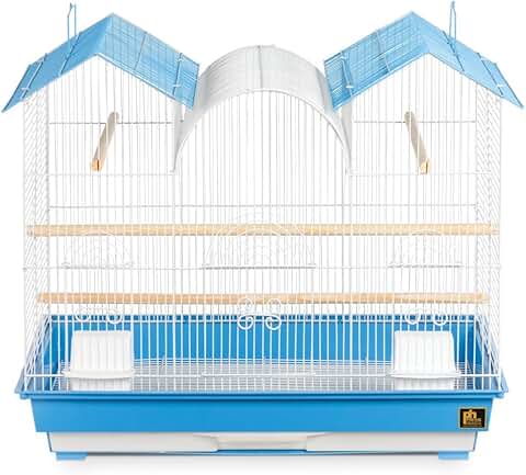 Triple Roof Cockatiel Cage in Blue and White