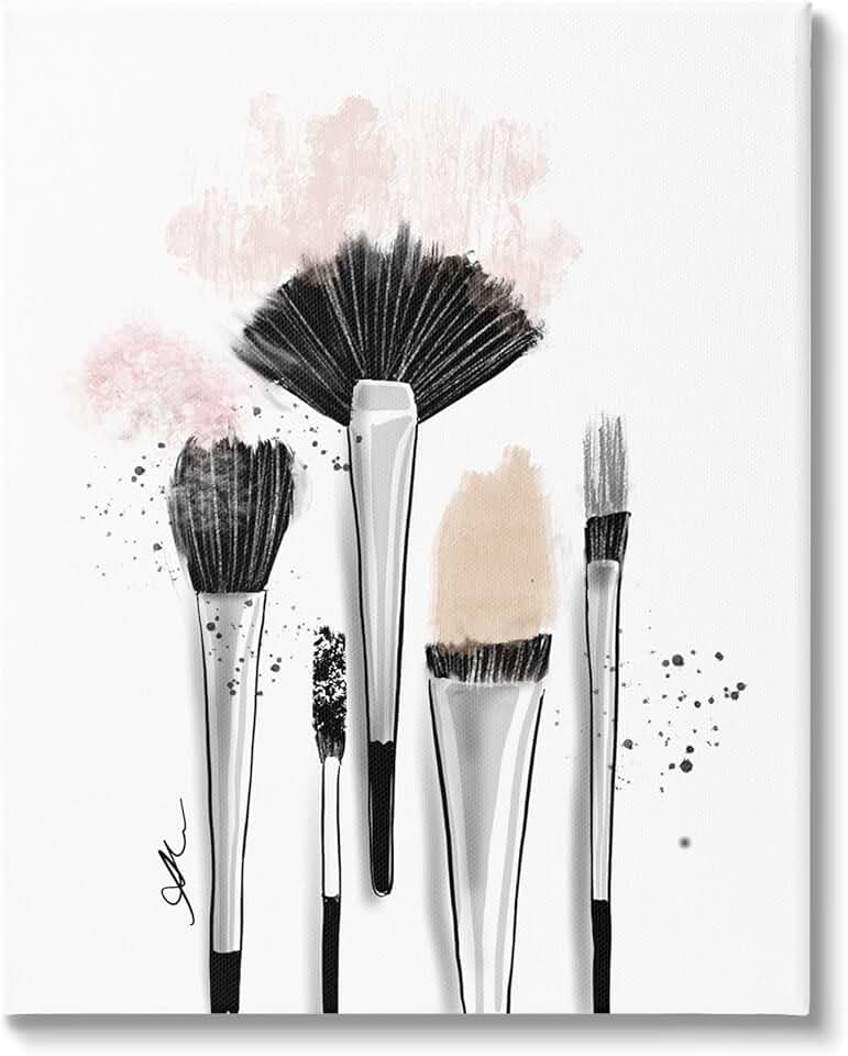 Makeup Brushes Canvas Wall Art by Alison Petrie