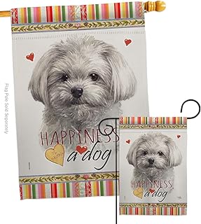 Cute Maltese Garden Flag Set with Dog and Puppy Designs
