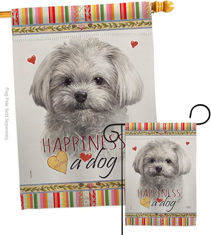 Cute Maltese Garden Flag Set with Dog and Puppy Designs