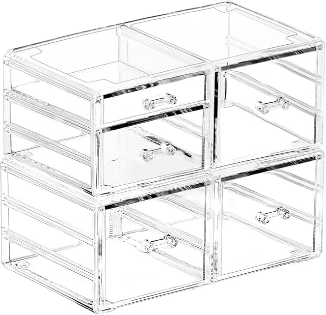Acrylic 2-Pack Clear Desk Organizer with Drawers