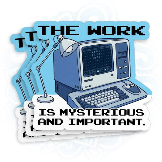Set of three mysterious and funny sci-fi stickers