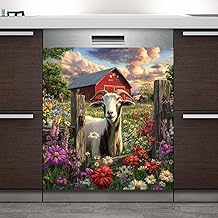 Goat and Flowers Dishwasher Magnet Cover 23x26 inches