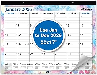 Large 2026 Desk and Wall Calendar with Seasonal Designs